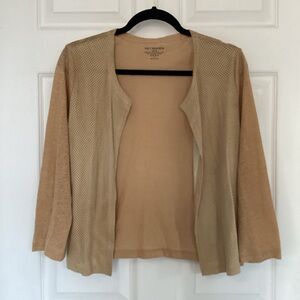 HOLT RENFREW linen, leather cardigan (#i3)